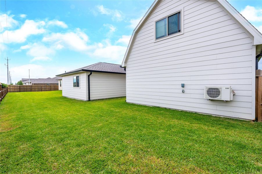 Backyard stretches across the full length of property Backyard stretches across the full length of property