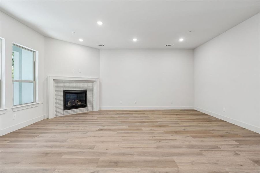 Gas fireplace.