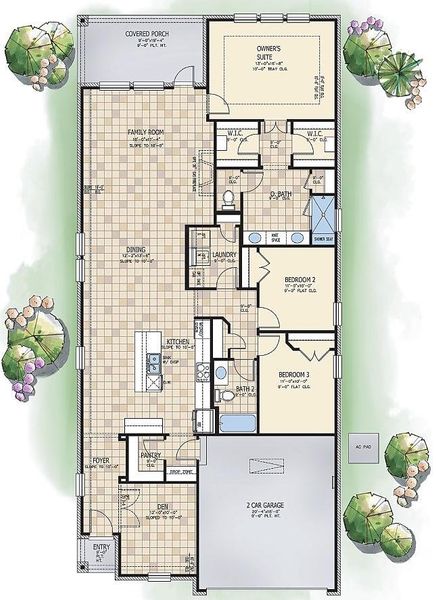 2D floor plan layout for the Cardinal by Caldwell Homes in Chambers Creek, Willis, TX (Image 5).