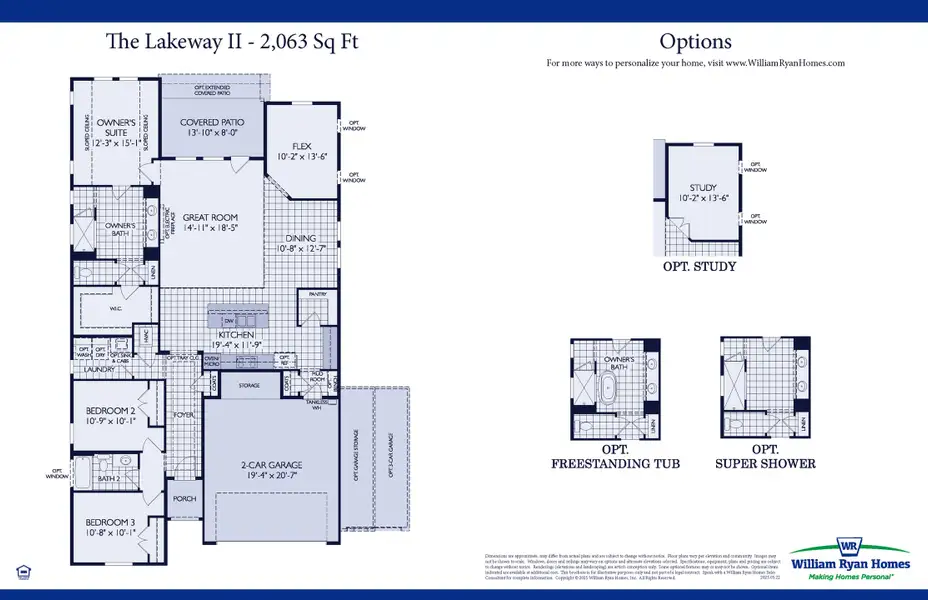 2D floor plan layout for the Lakeway II by William Ryan Homes in Wildflower Ranch, Fort Worth, TX (Image 3).
