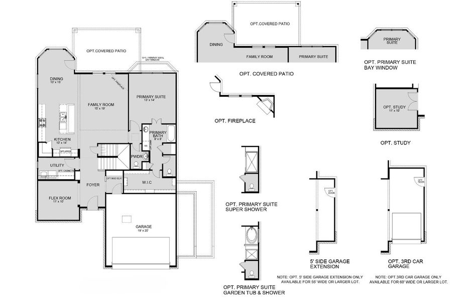 2D floor plan layout for the The Campbell by Legend Homes in Retreat at Fossil Creek, Fort Worth, TX (Image 3).