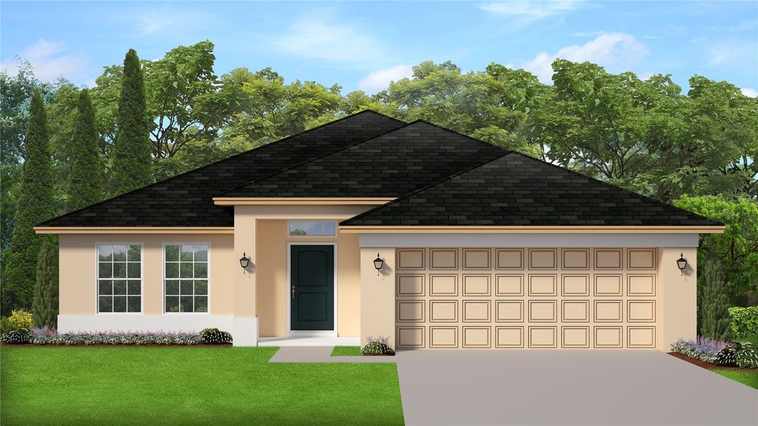 Front exterior of a new home in Ocala Crossings South, Ocala, FL, highlighting curb appeal (Image 1). Front exterior of a new home in Ocala Crossings South, Ocala, FL, highlighting curb appeal (Image 1).