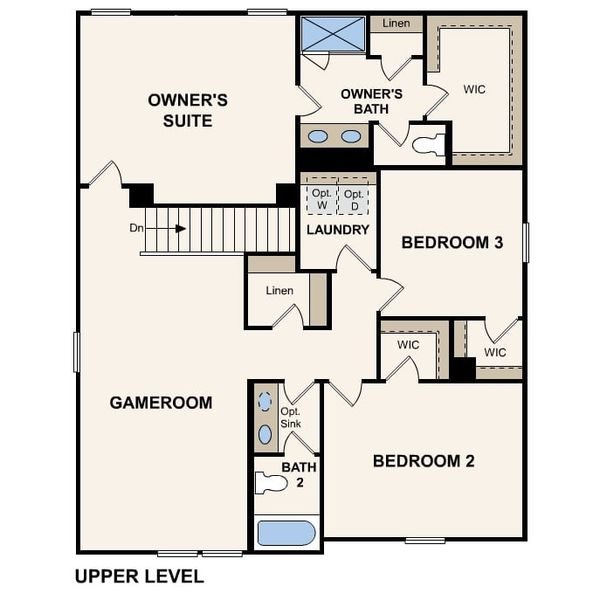 2D floor plan layout of this home in Blue Sky Meadows, Monroe, NC (Image 4).