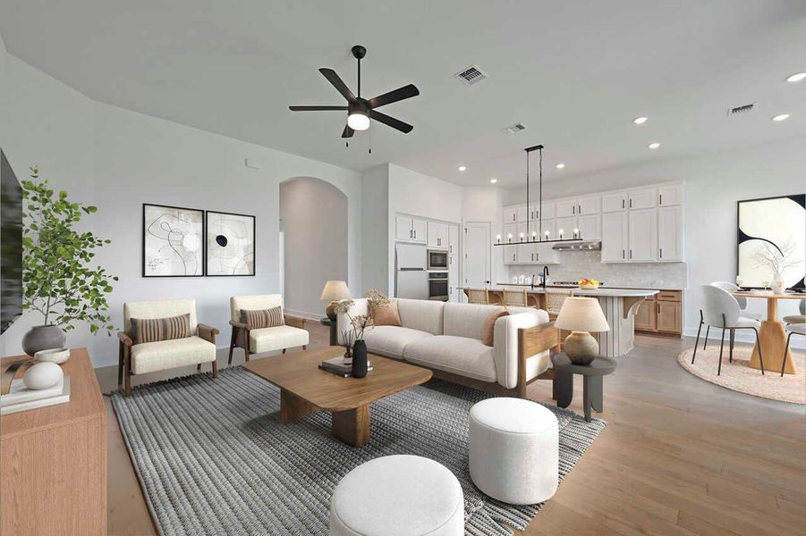 Furnished interior view inside a new home in 6 Creeks at Waterridge: 55ft. lots, Kyle (Image 5). Furnished interior view inside a new home in 6 Creeks at Waterridge: 55ft. lots, Kyle (Image 5).