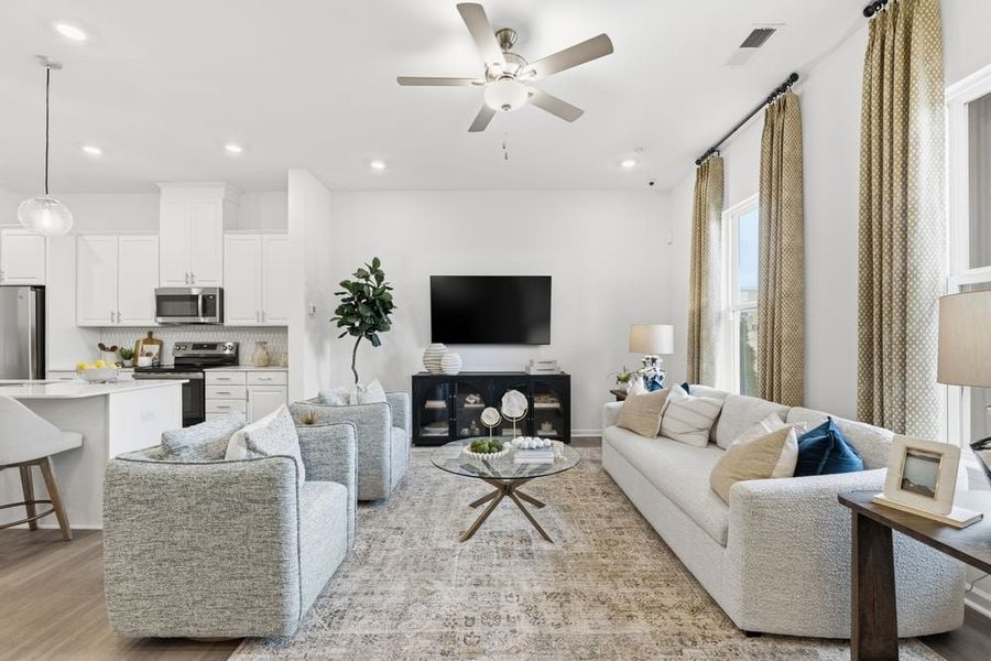 Furnished interior view inside a new home in Terraces at the Exchange, Indian Land (Image 2). Furnished interior view inside a new home in Terraces at the Exchange, Indian Land (Image 2).