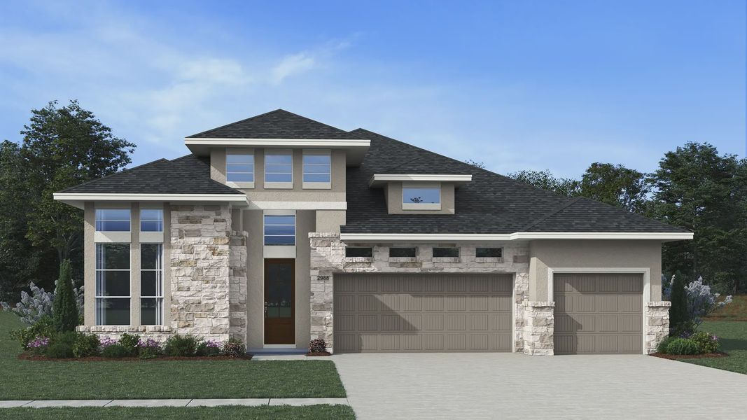 Representative exterior photo of a completed home built from the Sydney by Chesmar Homes in Westland Ranch, League City, TX (Image 24). Representative exterior photo of a completed home built from the Sydney by Chesmar Homes in Westland Ranch, League City, TX (Image 24).