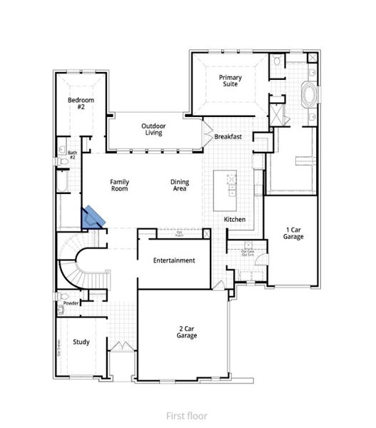 2D floor plan layout for the 289 Plan by Highland Homes in Pecan Square: 100ft. lots, Northlake, TX (Image 7).