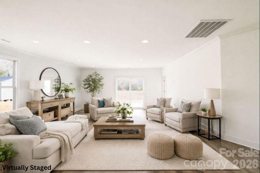 Living room virtually staged