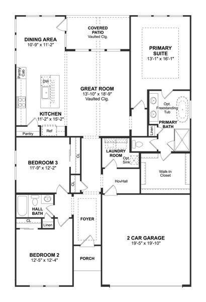 2D floor plan layout for the Ashville by K. Hovnanian® Homes in Heritage Ranch, Sherman, TX (Image 3).