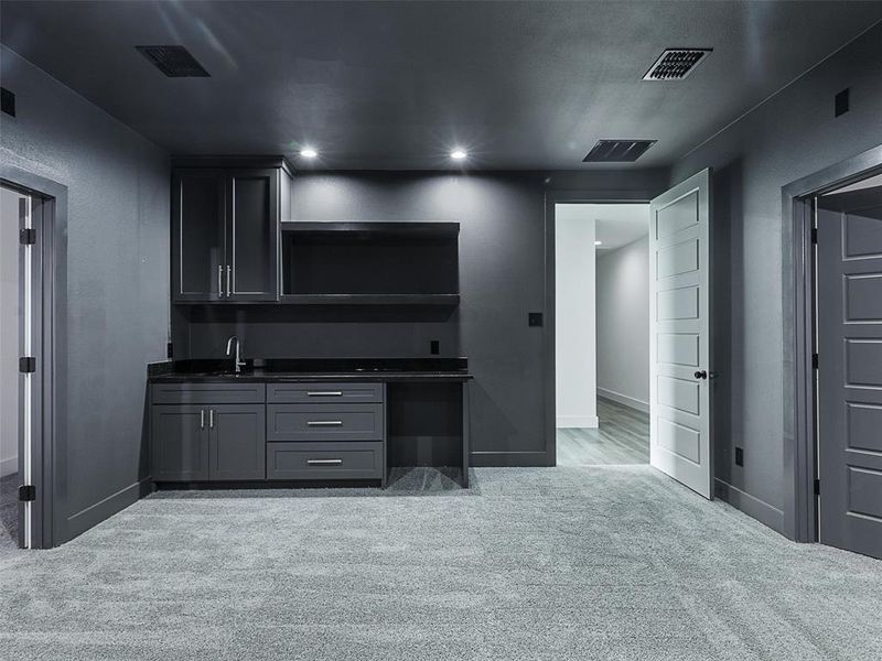 Additional thoughtful touches include closet storage around the media room.
