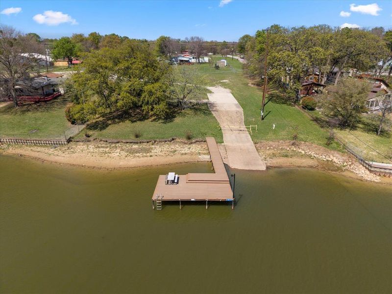 Drone / aerial view of a large body of water
