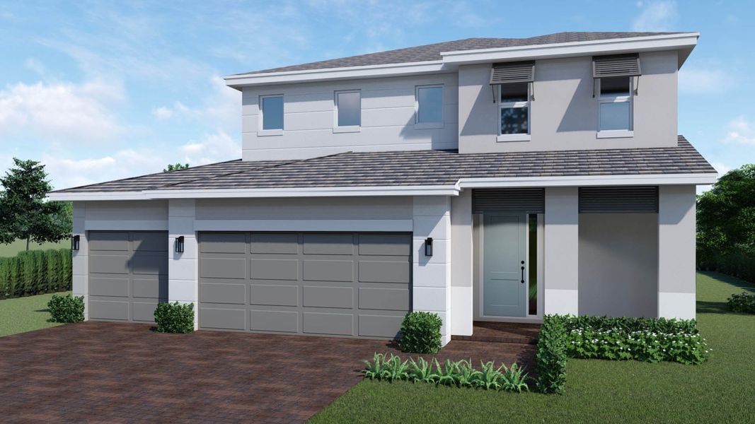 Representative exterior photo of a completed home built from the Ponte Vedra by D.R. Horton in Aspen Estates, Homestead, FL (Image 4). Representative exterior photo of a completed home built from the Ponte Vedra by D.R. Horton in Aspen Estates, Homestead, FL (Image 4).