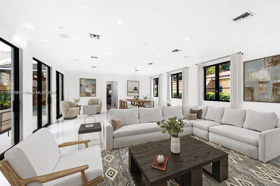 Furnished interior view inside a new home in , Coral Gables (Image 6). Furnished interior view inside a new home in , Coral Gables (Image 6).