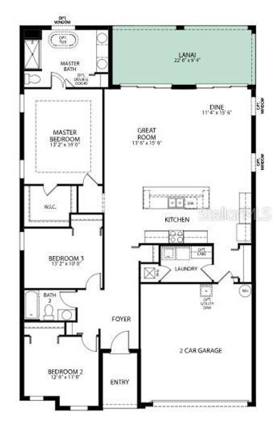 Floor Plan with extended screened in lanai