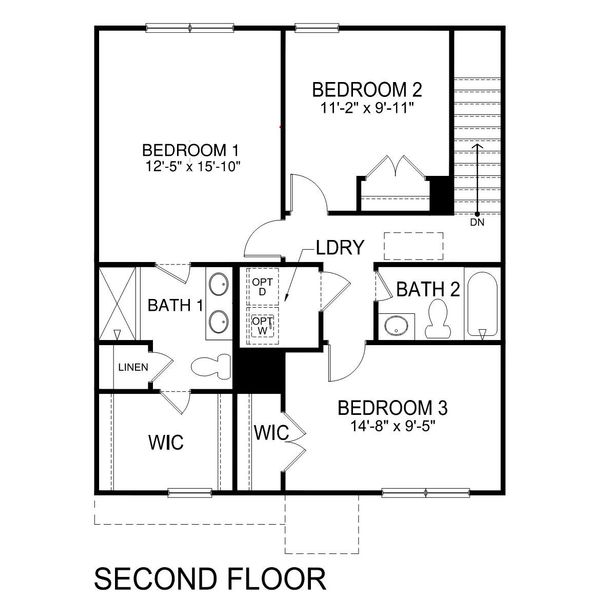 2D floor plan layout for the BRANDON by D.R. Horton in Harrier Point, Woodruff, SC (Image 4).