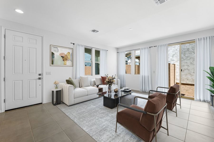 Furnished interior view inside a new home in Avila at Rancho Mercado, Surprise (Image 4). Furnished interior view inside a new home in Avila at Rancho Mercado, Surprise (Image 4).