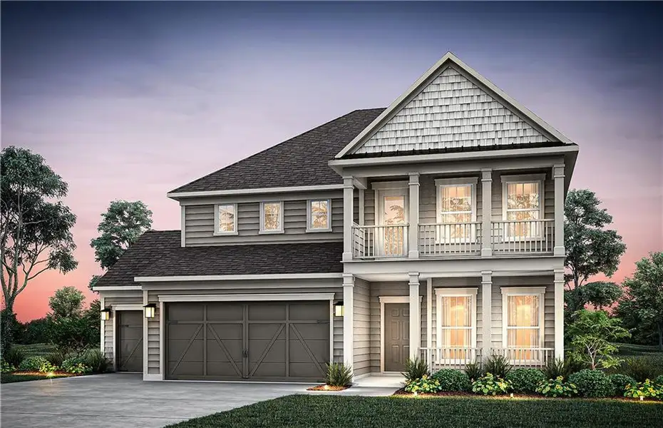 Front exterior of a new home in Creekside at Skelton, Jefferson, GA, highlighting curb appeal (Image 5).
