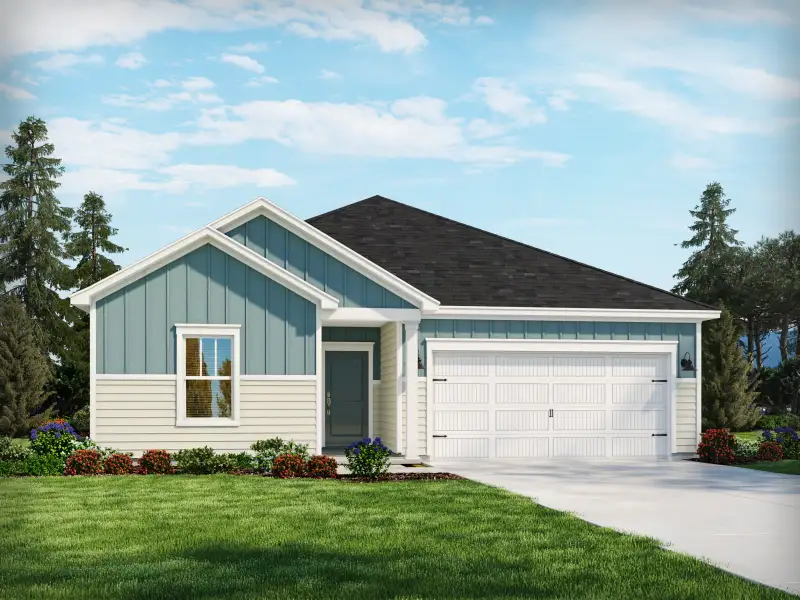 Representative exterior photo of a completed home built from the Buchanan by Meritage Homes in Creekside Point, Little River, SC (Image 3). Representative exterior photo of a completed home built from the Buchanan by Meritage Homes in Creekside Point, Little River, SC (Image 3).