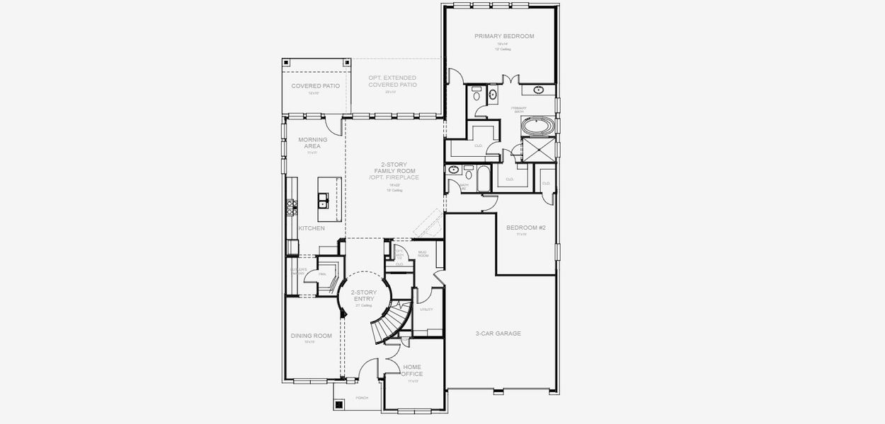 2D floor plan layout for the 3593W by Perry Homes in Mantua, Van Alstyne, TX (Image 4). 2D floor plan layout for the 3593W by Perry Homes in Mantua, Van Alstyne, TX (Image 4).