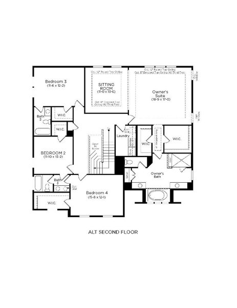 2D floor plan layout for the Stonehaven  II by DRB Homes in Oak Bend, James Island, SC (Image 8).