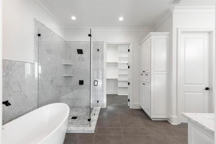 master bathroom with large soaking tub