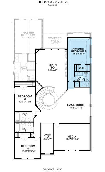 2D floor plan layout for the Hudson by Landon Homes in Fields - East Village, Frisco, TX (Image 22).