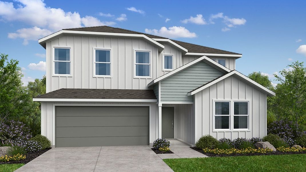 Representative exterior photo of a completed home built from the Warbler by Taylor Morrison in Longview 50s, Del Valle, TX (Image 6).