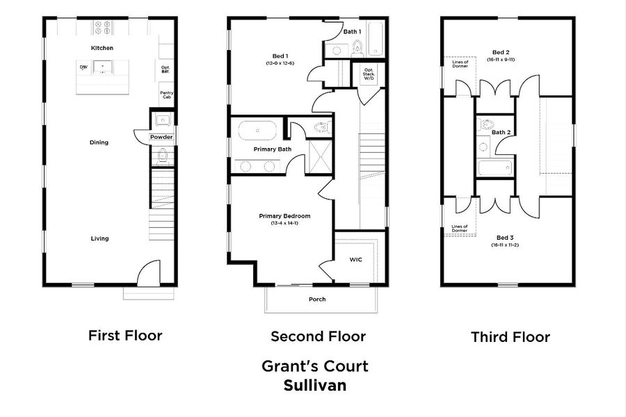 2D floor plan layout for the Sullivan by DRB Homes in Grants Court, Charleston, SC (Image 2).