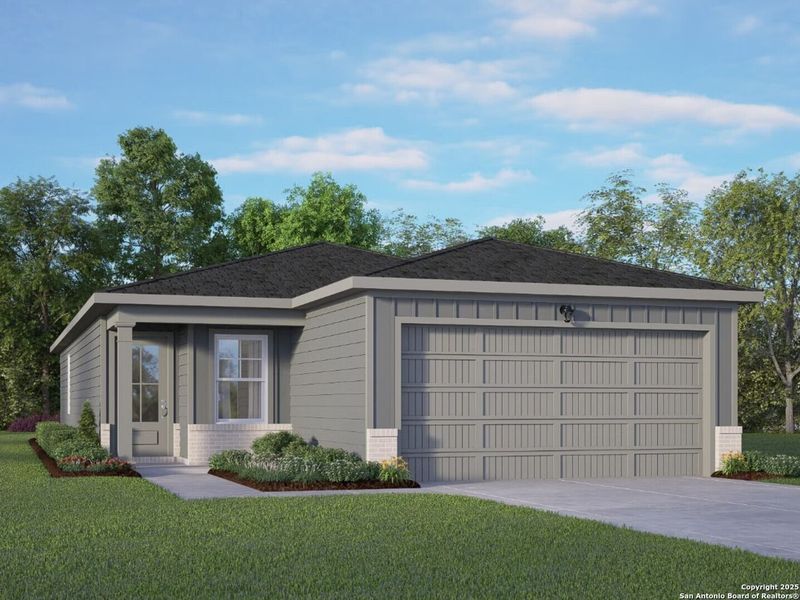 Front exterior of a new home in Applewhite Meadows, San Antonio, TX, highlighting curb appeal (Image 2).