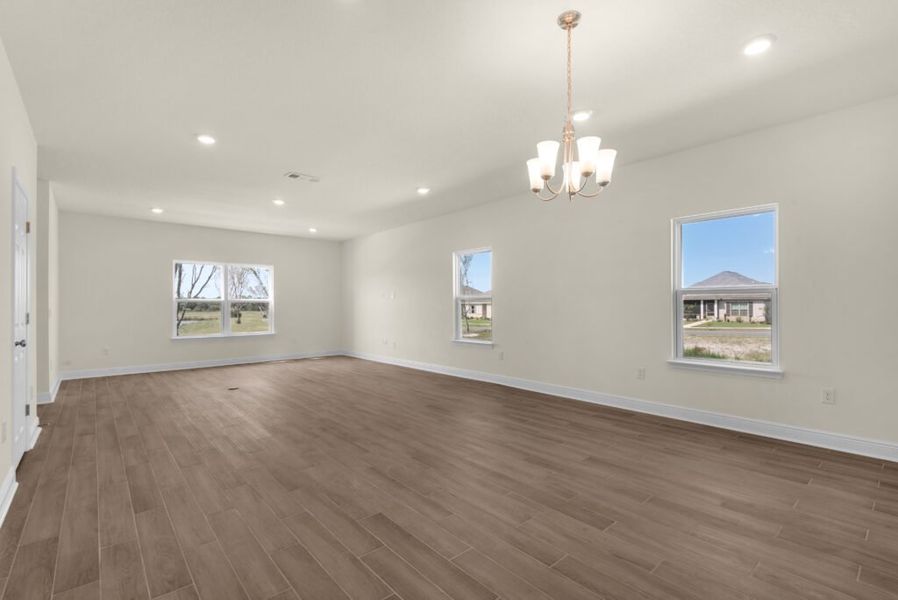 Representative unfurnished interior of a home built from the Panama by Holiday Builders in Yellow River Ranch, Milton (Image 7). Representative unfurnished interior of a home built from the Panama by Holiday Builders in Yellow River Ranch, Milton (Image 7).