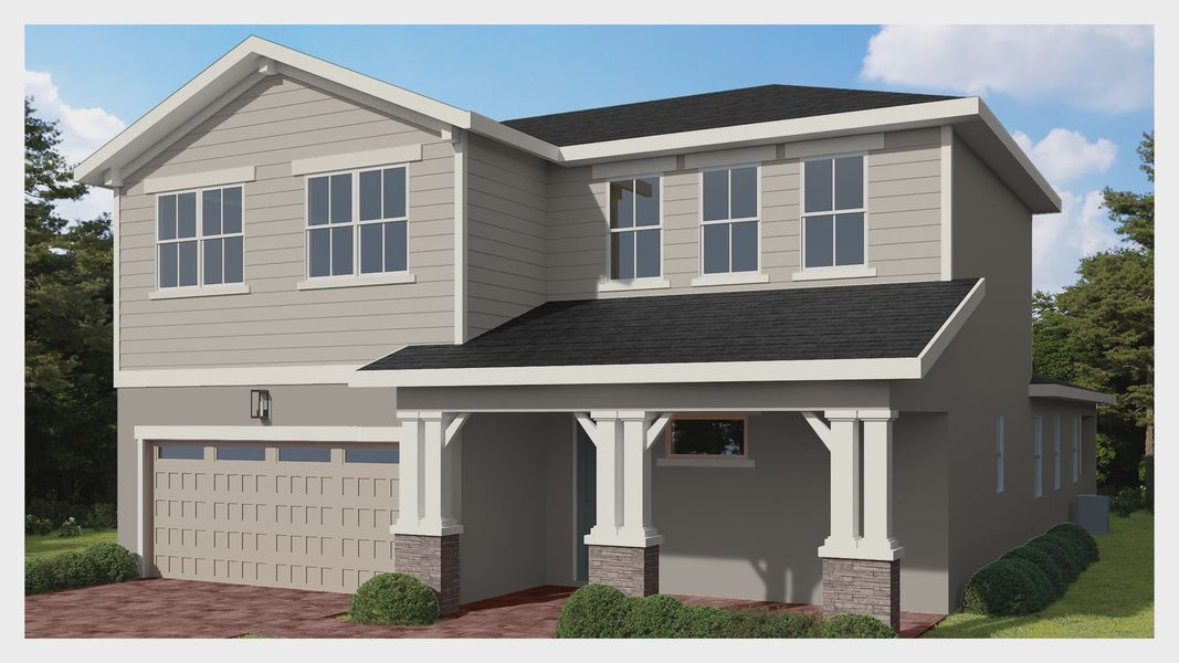 Representative exterior photo of a completed home built from the Rosemary II by Jones Homes USA in Reserve at Twin Lakes, St. Cloud, FL (Image 3).