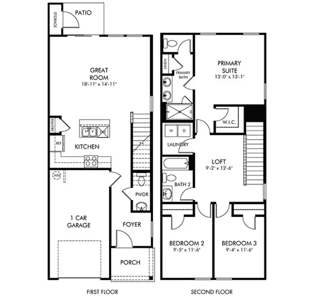 2D floor plan layout of this home in Avalon Townes, Lyman, SC (Image 2). 2D floor plan layout of this home in Avalon Townes, Lyman, SC (Image 2).