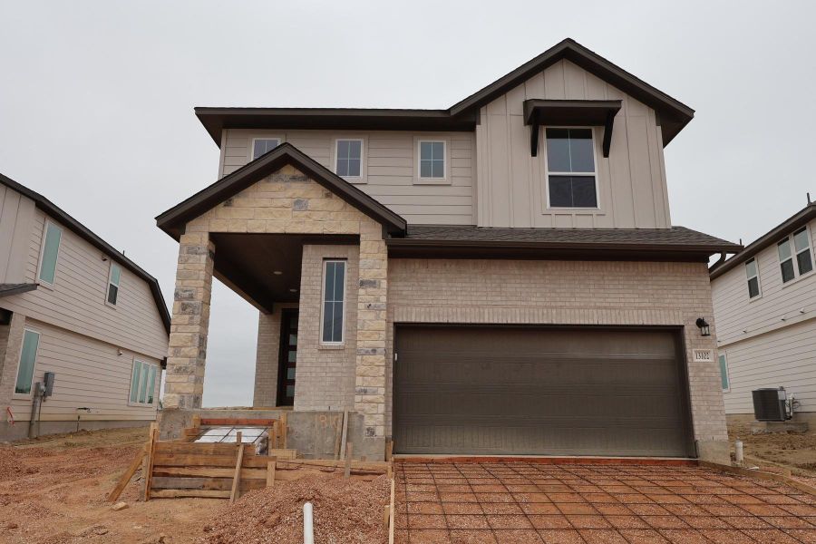 In-progress construction of a new home in Terrace Collection At Turner's Crossing, Buda, TX (Image 14).