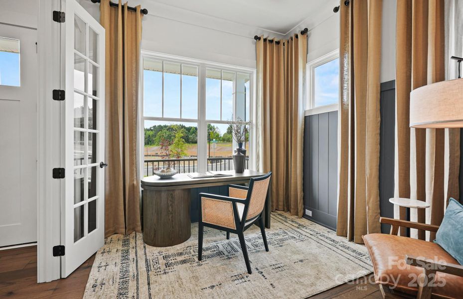 Private First Floor Library with French Doors and Abundant Natural Light.  Representative Photo.