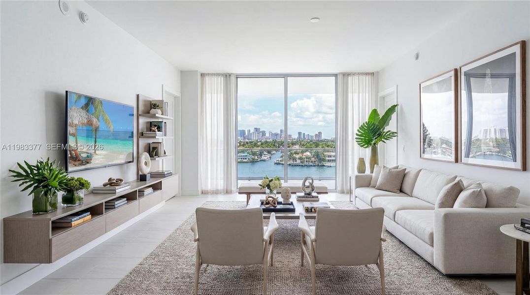 Furnished interior view inside a new home in Selene Oceanfront Residences, Fort Lauderdale (Image 5).