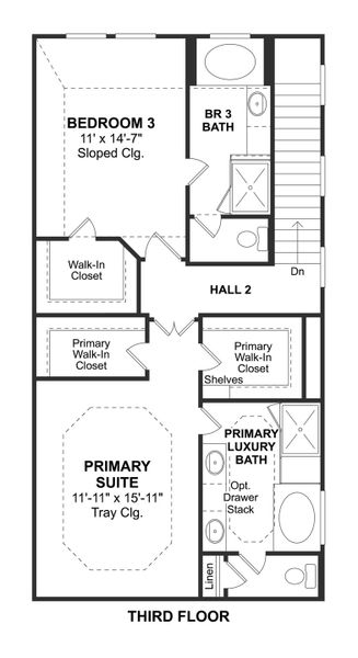 2D floor plan layout for the Radcliffe II by K. Hovnanian® Homes in Cloverdale, Houston, TX (Image 5). 2D floor plan layout for the Radcliffe II by K. Hovnanian® Homes in Cloverdale, Houston, TX (Image 5).