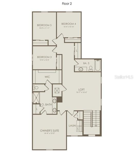 2D floor plan layout of this home in Parkside Trails, Clermont, FL (Image 3).