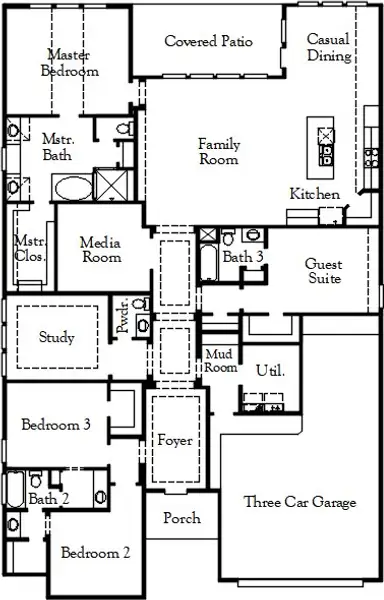 2D floor plan layout of this home in Dominion of Pleasant Valley, Wylie, TX (Image 3). 2D floor plan layout of this home in Dominion of Pleasant Valley, Wylie, TX (Image 3).