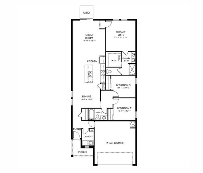 2D floor plan layout of this home in Two Rivers - Premier Series, Zephyrhills, FL (Image 1).