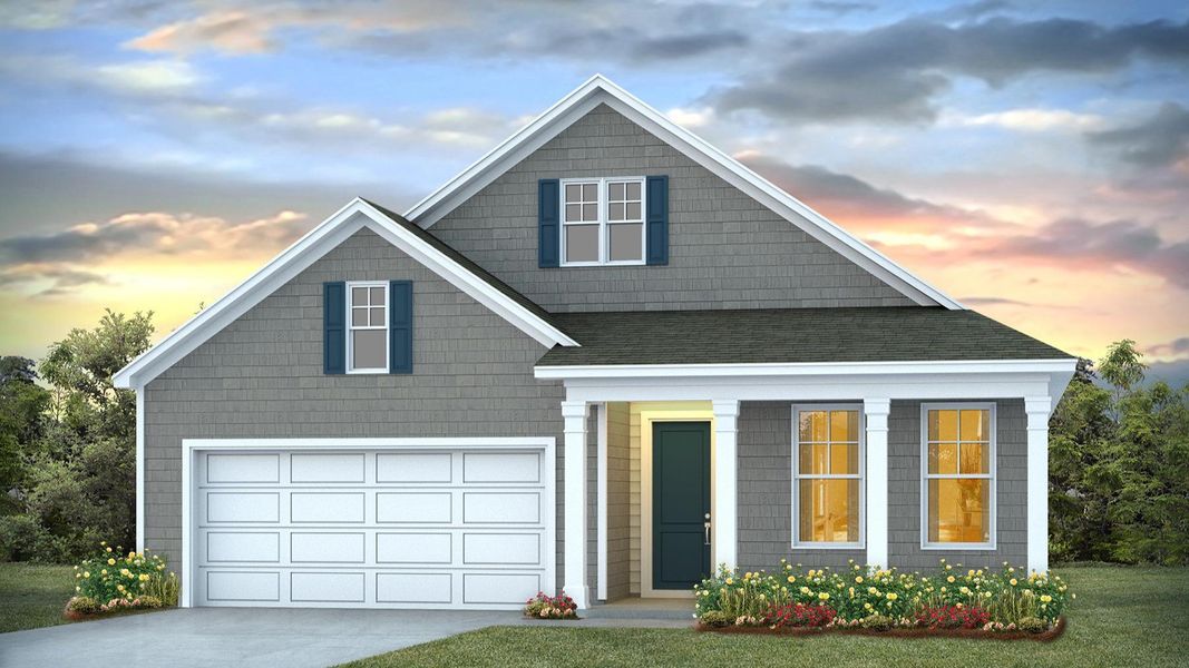Representative exterior photo of a completed home built from the Dover by D.R. Horton in Meadowview Plantation, Sumter, SC (Image 1). Representative exterior photo of a completed home built from the Dover by D.R. Horton in Meadowview Plantation, Sumter, SC (Image 1).