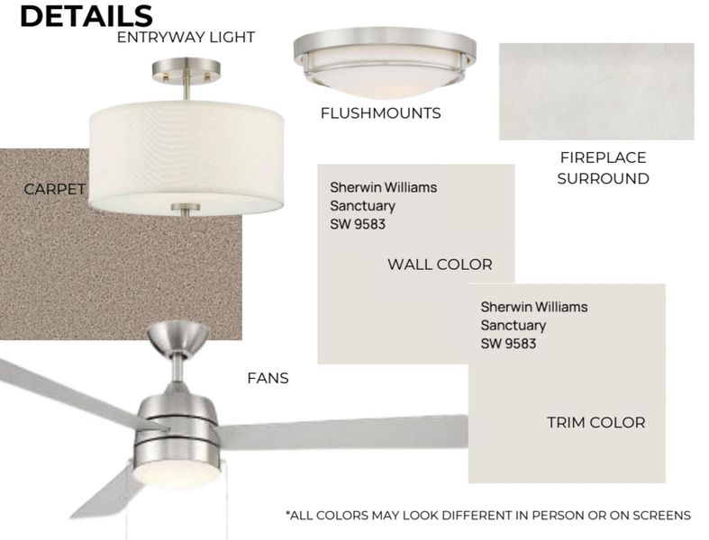 Interior Finishing Specification. Detailing material and color selections for the property