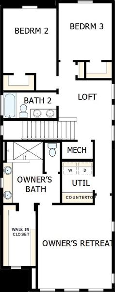 2D floor plan layout of this home in Revel Crossing at Wolf Ranch – The Ascent Collection, Colorado Springs, CO (Image 3). 2D floor plan layout of this home in Revel Crossing at Wolf Ranch – The Ascent Collection, Colorado Springs, CO (Image 3).
