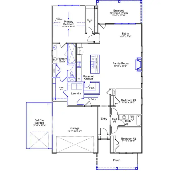 2D floor plan layout of this home in Meadows at Four Mile, Conway, SC (Image 3).