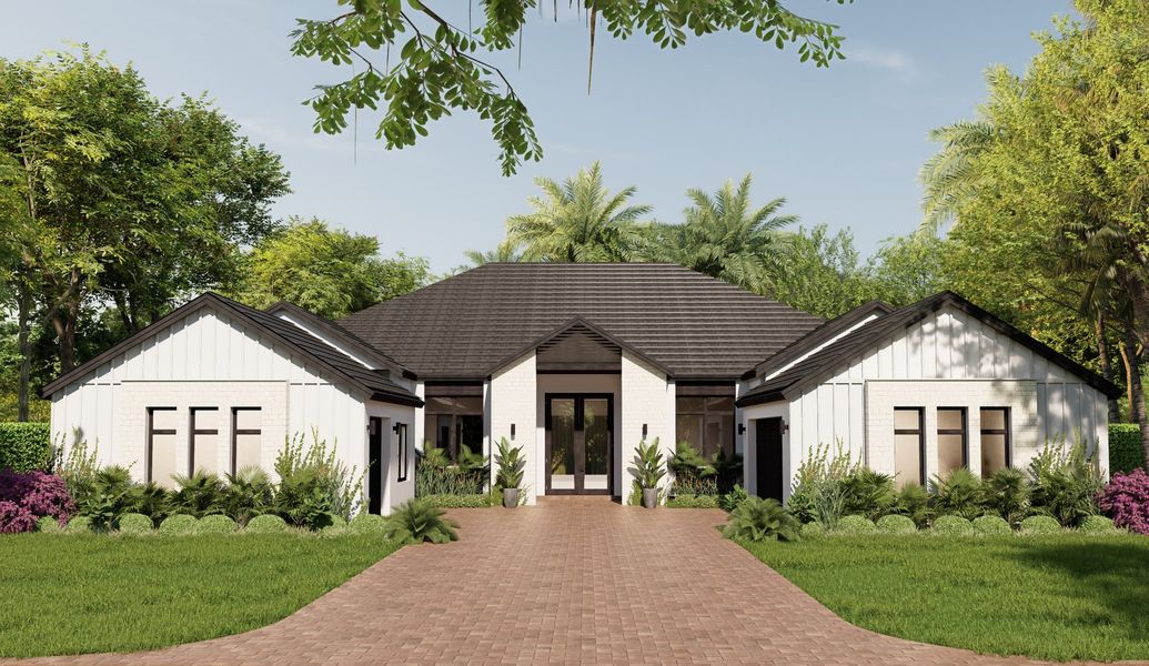 Representative exterior photo of a completed home built from the Longines by CC Homes in Estates by Turnberry, Davie, FL (Image 7). Representative exterior photo of a completed home built from the Longines by CC Homes in Estates by Turnberry, Davie, FL (Image 7).