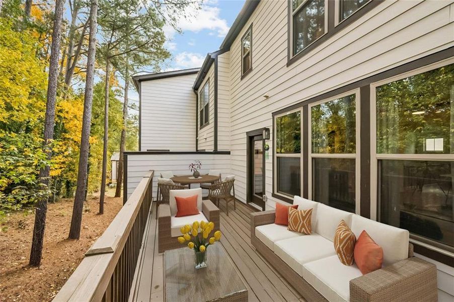 Exterior details and patio area of a home in Parkside at Mason Mill, Decatur (Image 3).