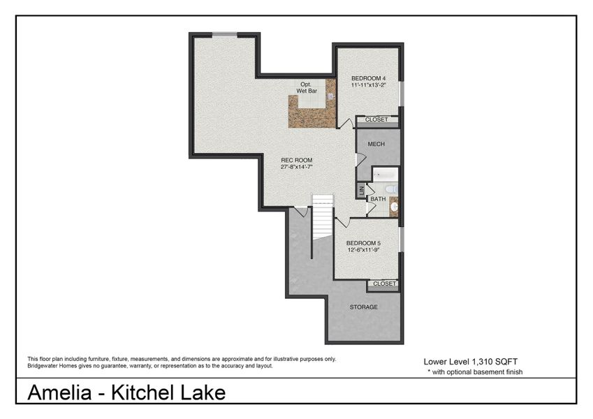 2D floor plan layout for the Amelia by Bridgewater Homes in Kitchel Lake, Timnath, CO (Image 4).