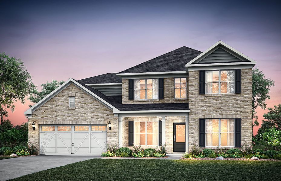Representative exterior photo of a completed home built from the Wingate by Pulte Homes in Riversprings, Dacula, GA (Image 1).