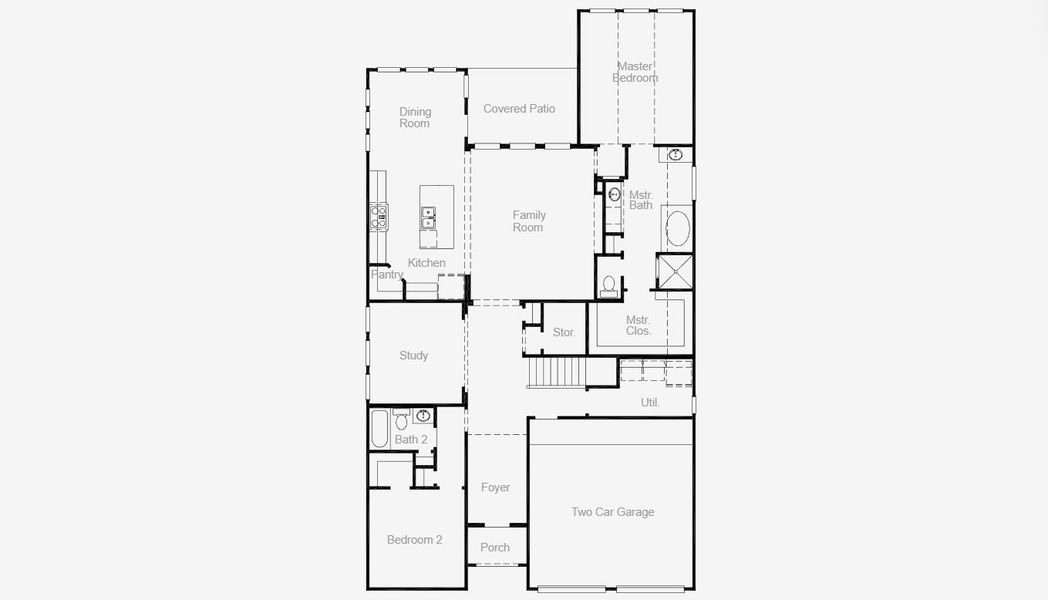 2D floor plan layout for the Mineola by Coventry Homes in Painted Tree 50', McKinney, TX (Image 5). 2D floor plan layout for the Mineola by Coventry Homes in Painted Tree 50', McKinney, TX (Image 5).