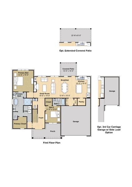 2D floor plan layout for the Manchester by Grant & Co in Walker Farms, Bartlett, TN (Image 3).