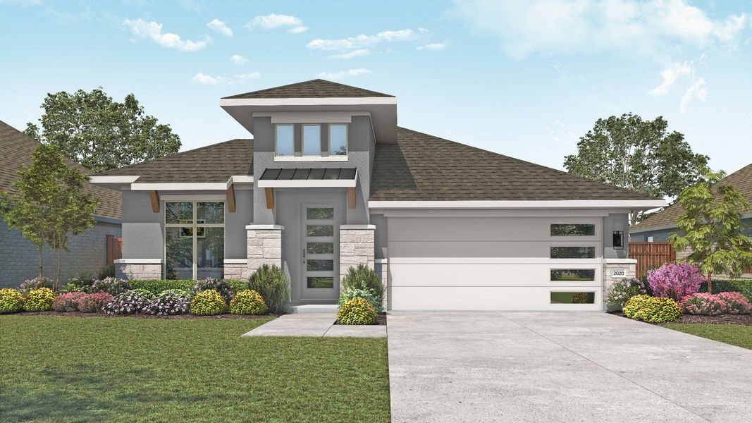 Representative exterior photo of a completed home built from the Laurel by DRB Homes in Newhaven, Manor, TX (Image 6). Representative exterior photo of a completed home built from the Laurel by DRB Homes in Newhaven, Manor, TX (Image 6).